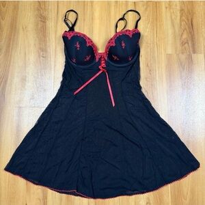 Delicates Lace Babydoll Black Red Sheer
Mesh Lingerie Large Sexy Ribbon